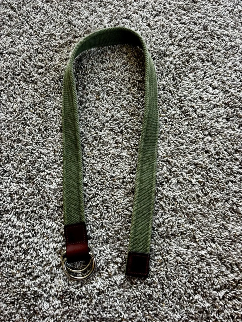 Boys vineyard vines Olive Green Canvas D-Ring Belt with Brown Accents